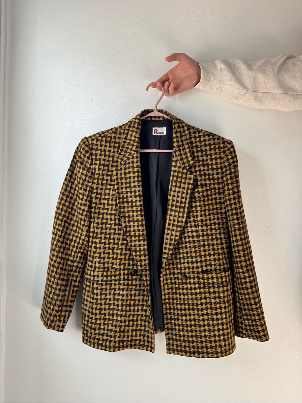 Vintage Checked Black & Yellow Blazer
